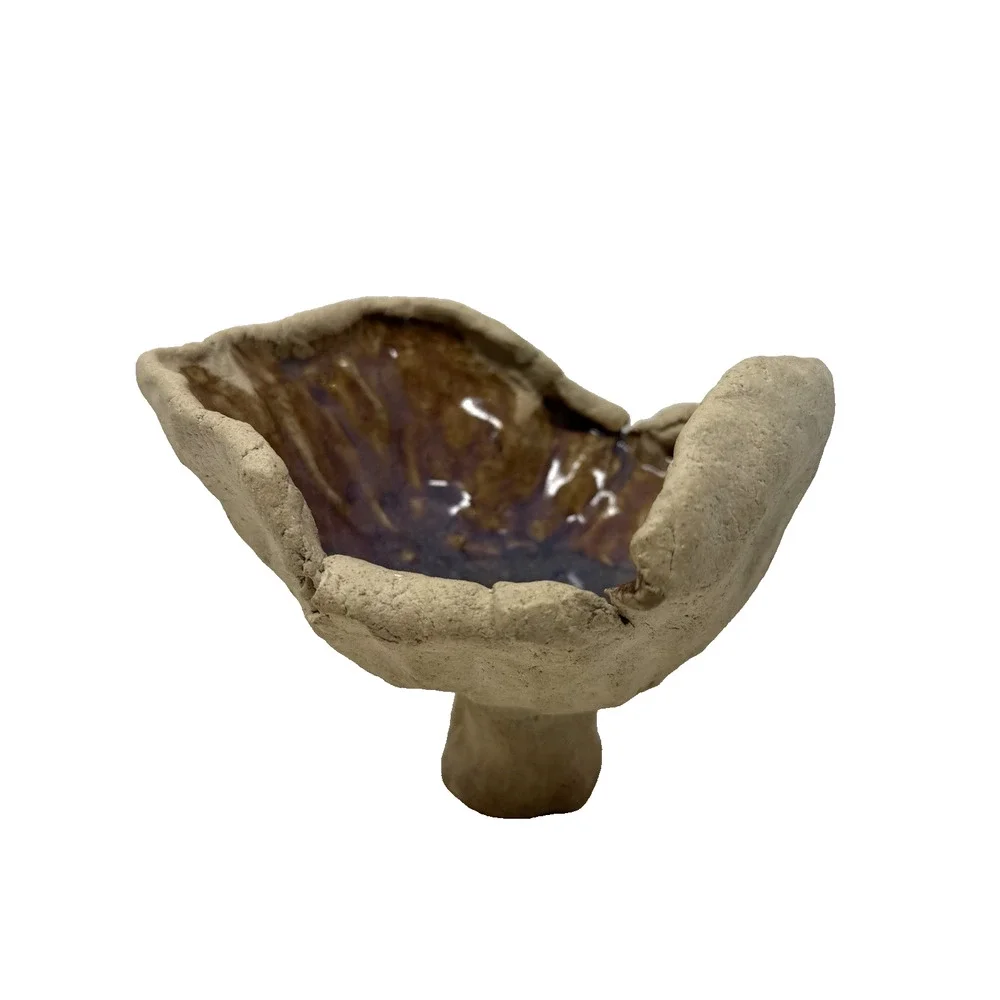 Wabi Sabi Handmade Pottery Ashtray Catchall Pedestal Bowl Organic Studio Ceramic